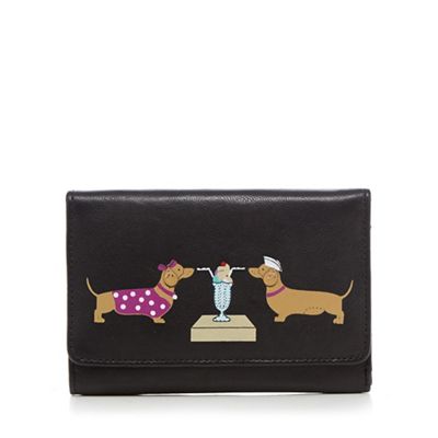 Black leather sausage dog sundae purse